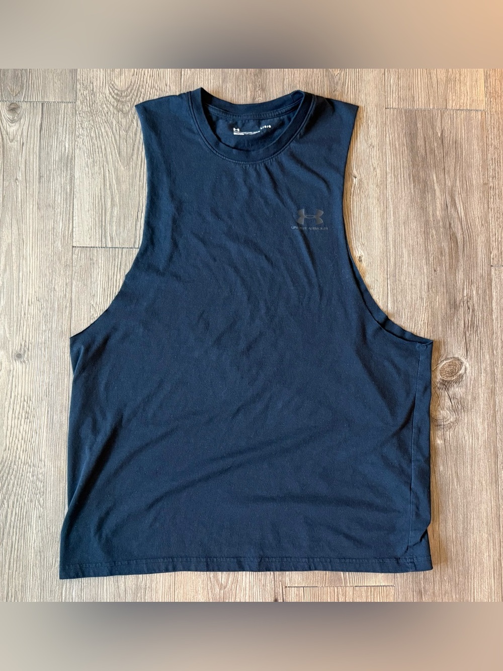 Under Armour Men's Black Left Chest Pre-Cut Off Tank Top, Large, Never Worn